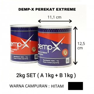 DEMP-X Perekat Extreme 2kg SET ( A 1kg + B 1kg ), Warna : Hitam